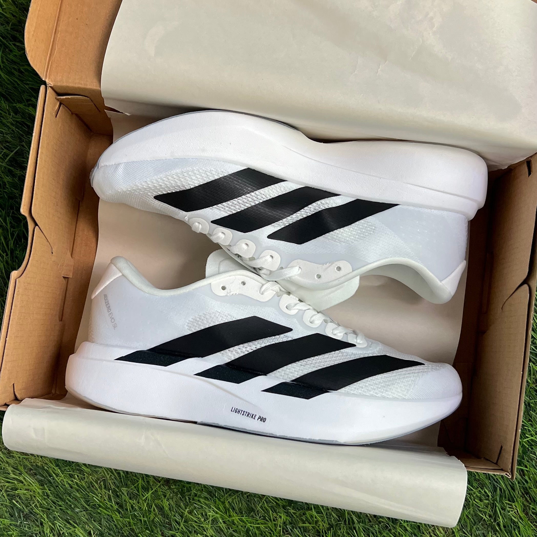 Adidas Adizero Evo White Black Athletic Shoes