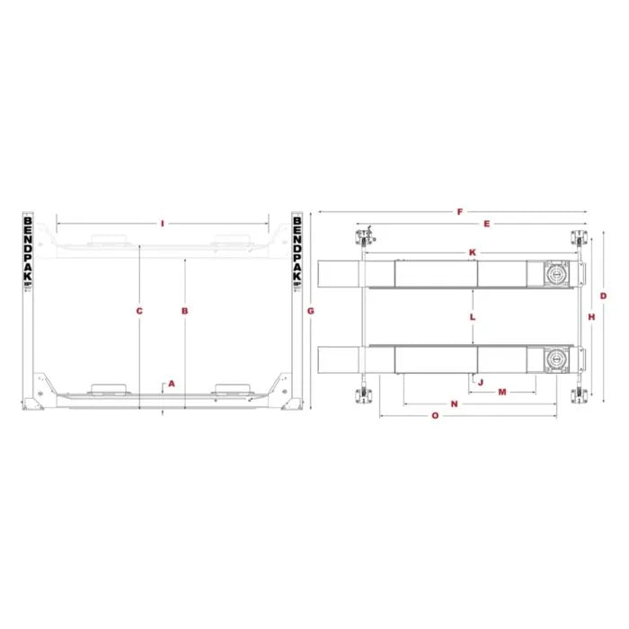 BendPak HDS-14LSXE Four Post Alignment Lift 14,000 lbs. Capacity