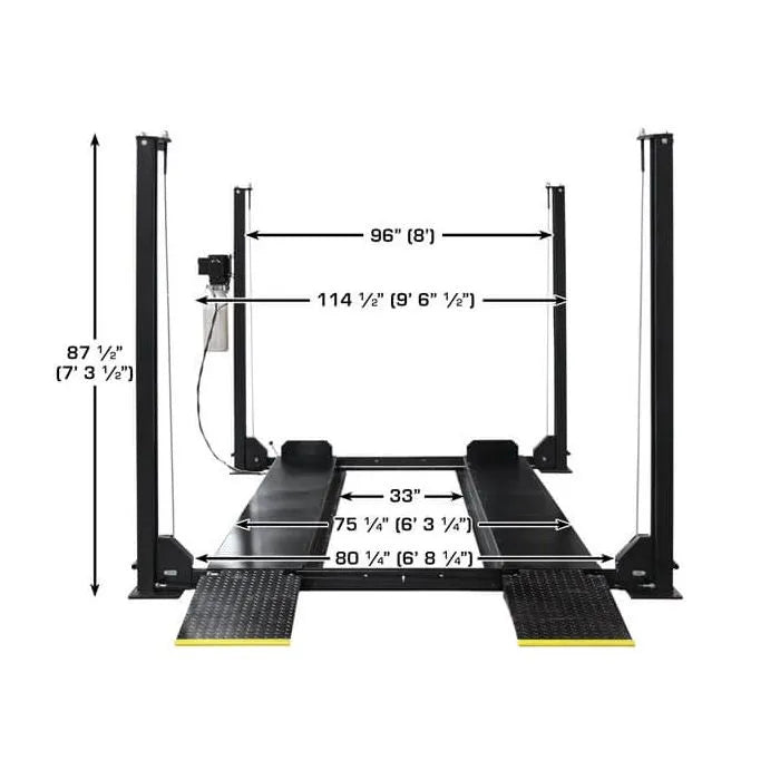 Atlas Apex 8 ALI Certified Four Post Lift + RJ35 Sliding Jacks Combo