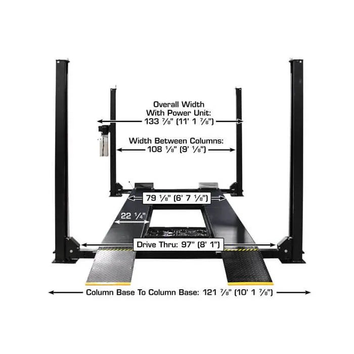 Atlas Apex 9 ALI Certified Four Post Lift + RJ6BK Rolling Jacks Combo