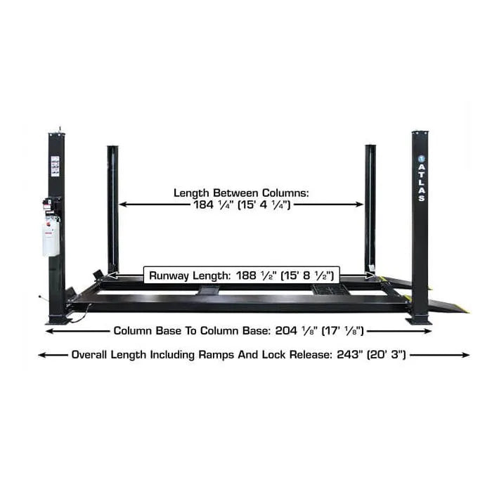 Atlas Apex 9 ALI Certified Four Post Lift + RJ6BK Rolling Jacks Combo