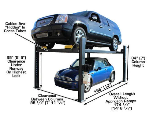 Atlas 408SL Premium Portable Four Post Lift + RJ35 Sliding Jacks Combo