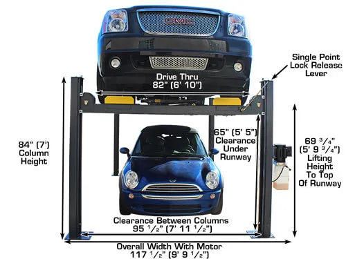 Atlas 408SL Premium Portable Four Post Lift + RJ35 Sliding Jacks Combo