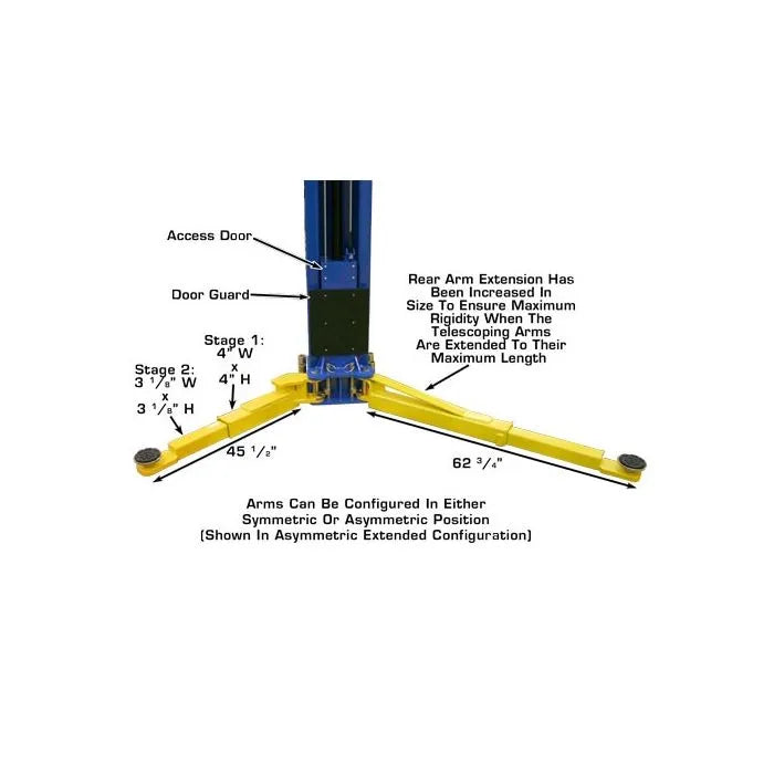 Atlas PV10PX Adjustable Overhead Two Post Lift