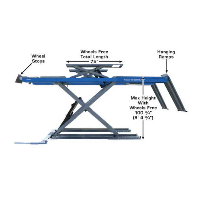 Atlas 12AWFSL Wheels Free Scissor Alignment Lift