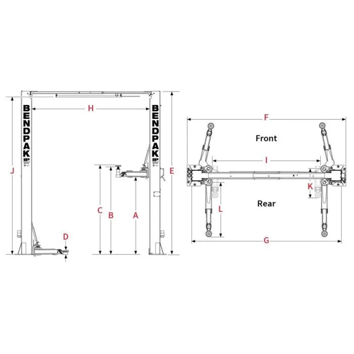 BendPak 10APX Pro Series Two Post Lift 10,000 lbs. Capacity