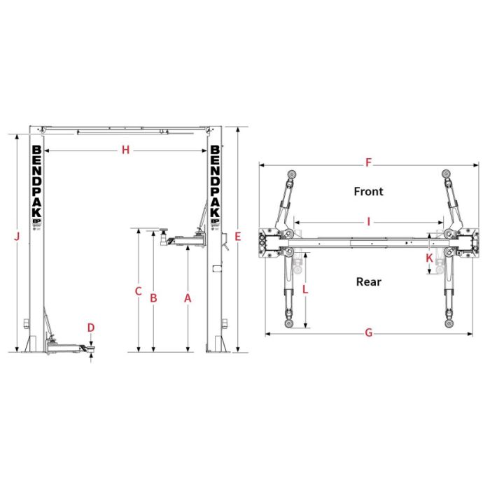 BendPak 10APX-181 Pro Series Two Post Lift 10,000 lbs. Capacity