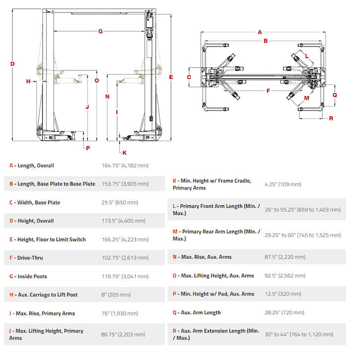 BendPak OctaFlex 12DPS Two Post Service Lift