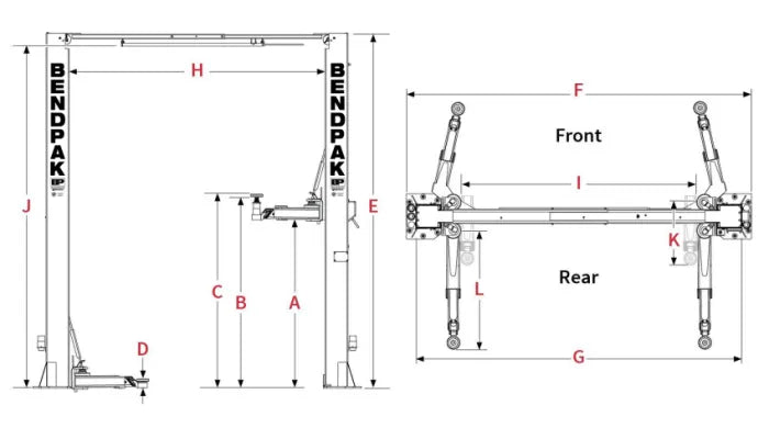 BendPak 10AP-168 Two Post Lift 10,000 lbs. Capacity