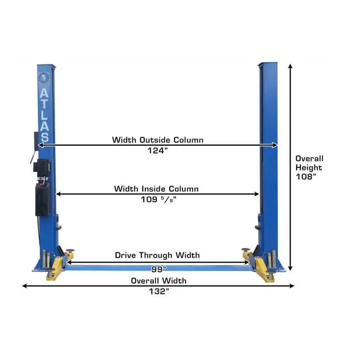 Atlas BP8000 Baseplate Two Post Lift + Lawn Mower Adapter Combo