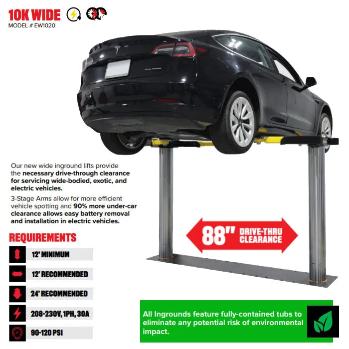 Challenger Lifts EW10 Wide Inground Lift 10,000 lbs. Capacity