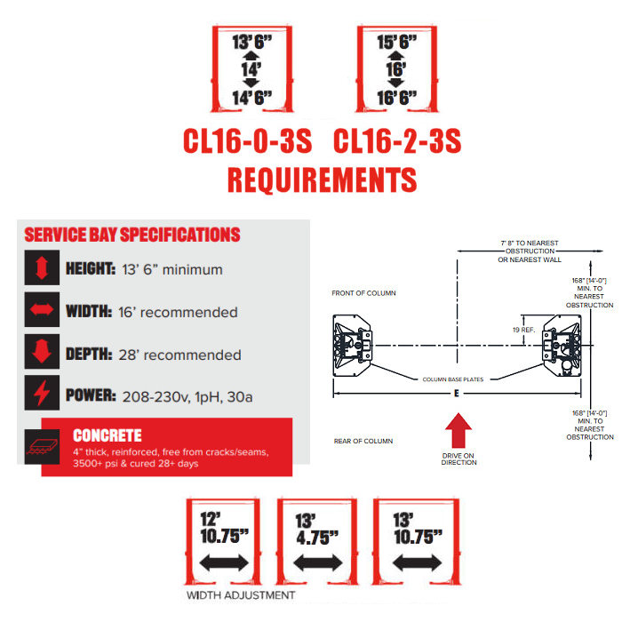 Challenger Lifts CL16-2-3S Heavy-Duty Two Post Lift Extended Height