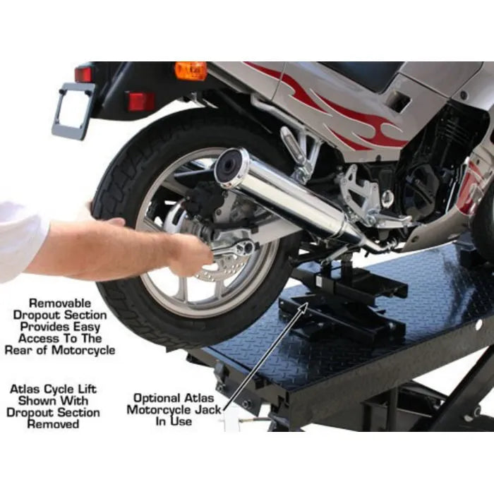 Atlas CycleLift Motorcycle Lift with Dropout Panel