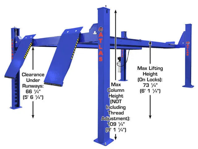 Atlas Platinum PVL14OF-EXT ALI Certified Open Front Four Post Alignment Lift