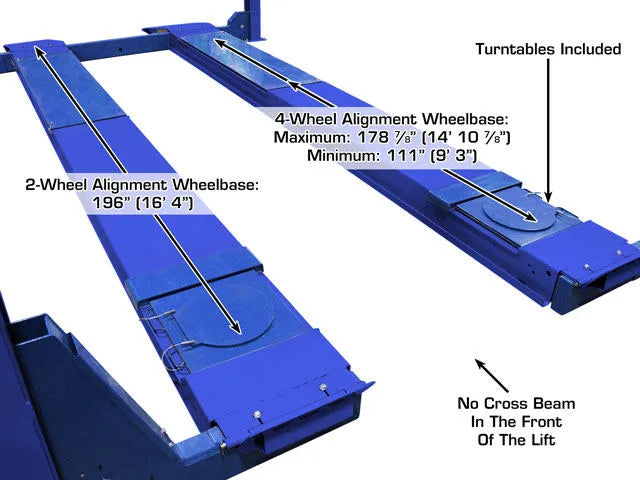 Atlas Platinum PVL14OF-EXT ALI Certified Open Front Four Post Alignment Lift