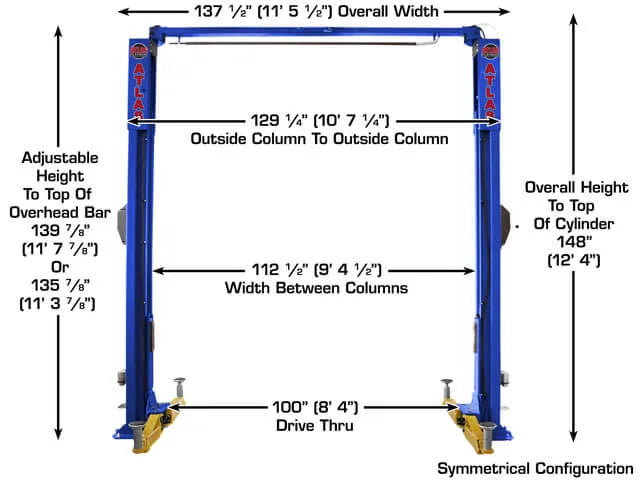 Atlas Platinum PVL-10 ALI Certified Two Post Lift