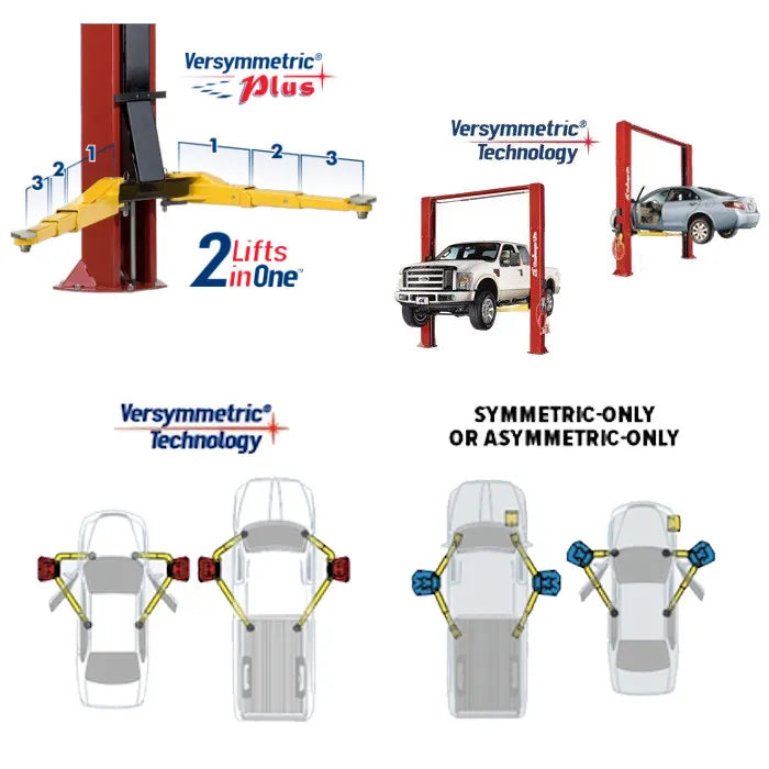 Challenger Lifts CL10AV3-QC Versymmetric Adjustable Two Post Lift