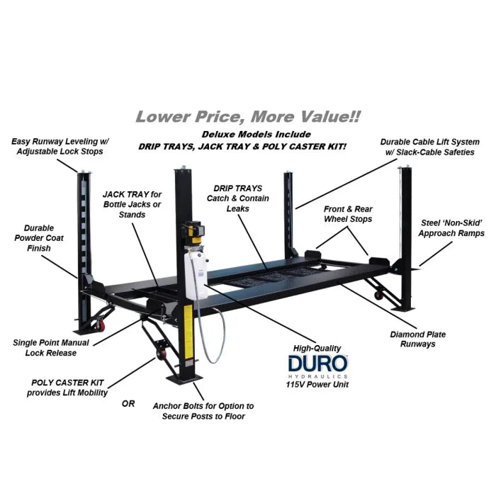 Tuxedo FP8K-DX-XLT Extended Four Post Auto Lift