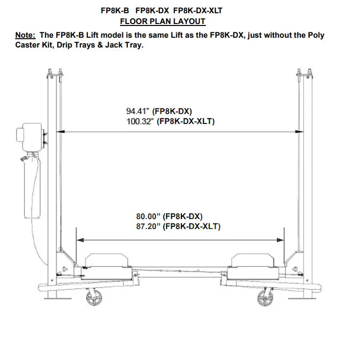 Tuxedo FP8K-DX Four Post Garage Lift