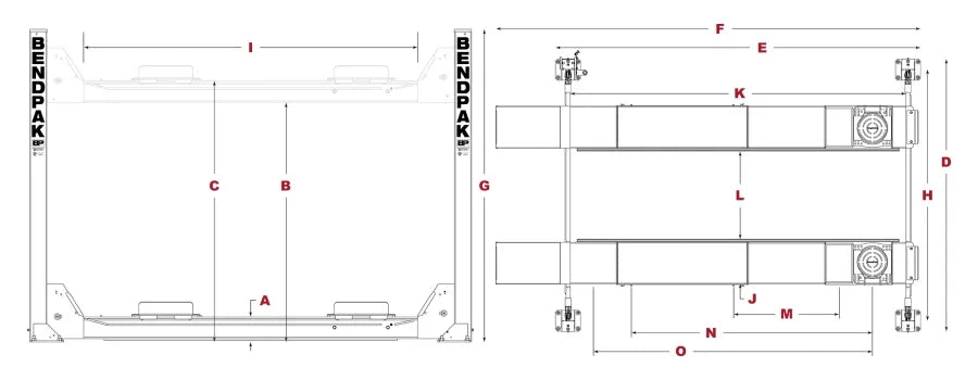 BendPak HDS-14LSX Four Post Alignment Lift 14,000 lbs. Capacity
