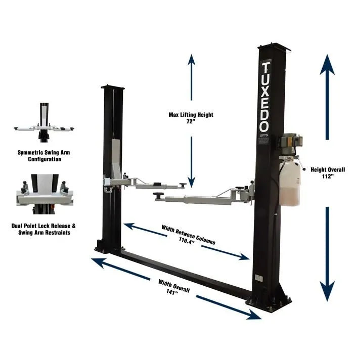 Tuxedo TP9KF Symmetric Floor Plate Two Post Lift
