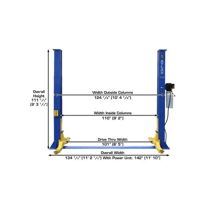 Atlas 9KBPX Baseplate Two Post Lift + Lawn Mower Adapter Combo