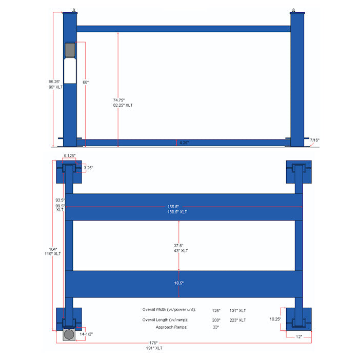 Eagle MS-8000-XLT Extra Large Four Post Parking Lift