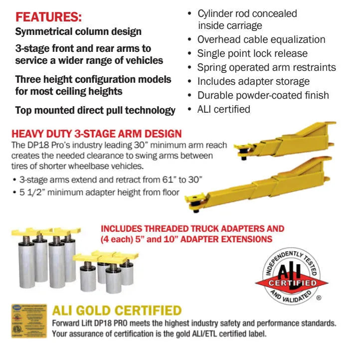 Forward Lift DP18PN000 Premium Heavy-Duty Two Post Truck Lift