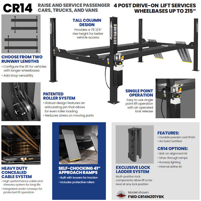 Forward Lift CR14 EL Four Post Commercial Lift