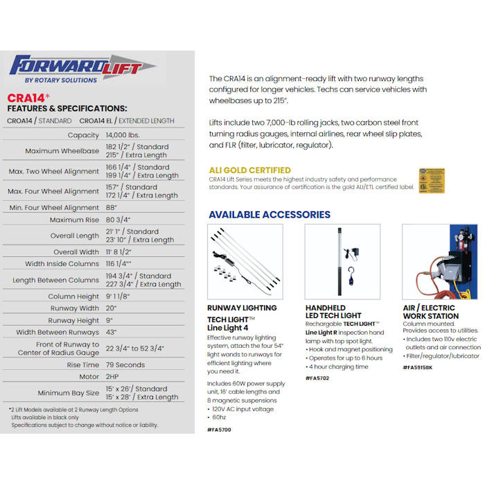 Forward Lift CRA14 Four Post Alignment Lift