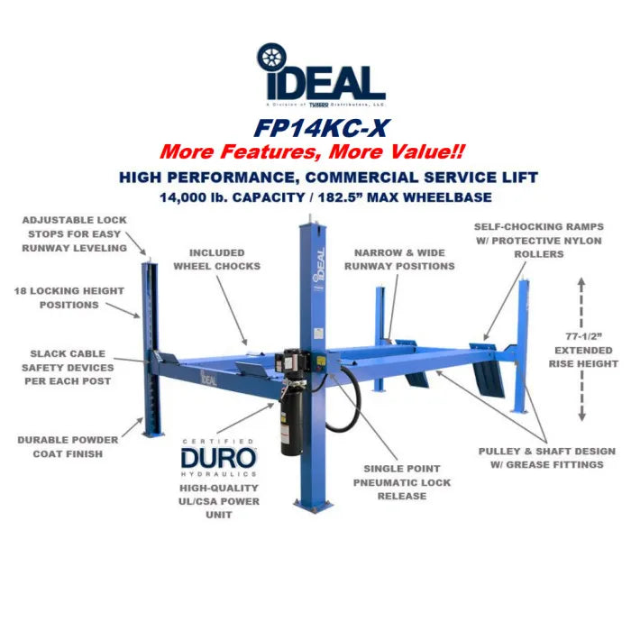 iDEAL FP14KC-X Four Post Service Lift