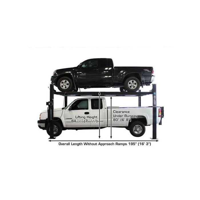 Atlas Garage Pro 8000EXT Four Post Lift + RJ35 Sliding Jacks Combo