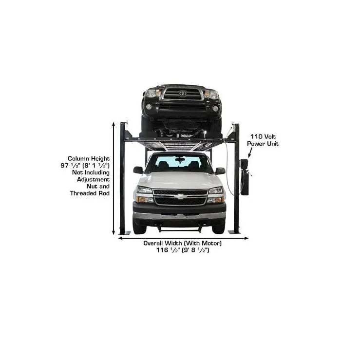 Atlas Garage Pro 8000EXT Four Post Lift + RJ35 Sliding Jacks Combo