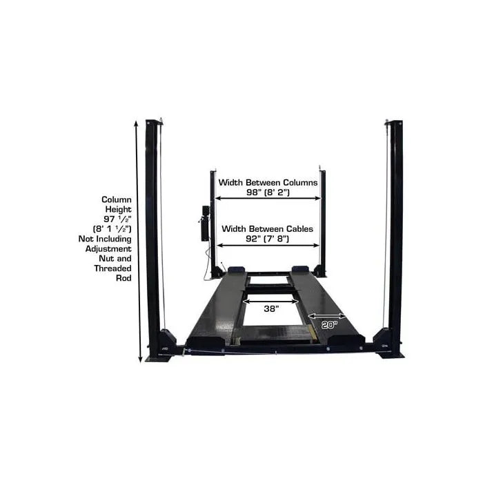 Atlas Garage Pro 8000EXT-L Four Post Lift + RJ35 Sliding Jacks Combo