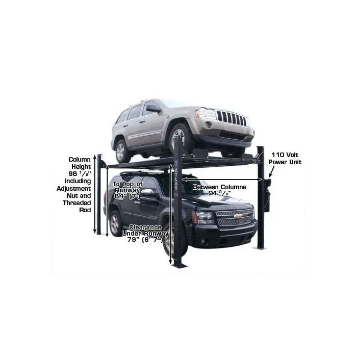 Atlas Garage Pro 8000EXT Four Post Lift + RJ35 Sliding Jacks Combo