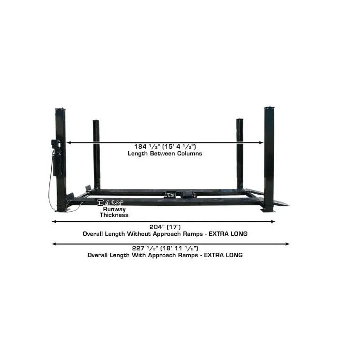 Atlas Garage Pro 9000 Four Post Lift + RJ6BK Rolling Jacks Combo