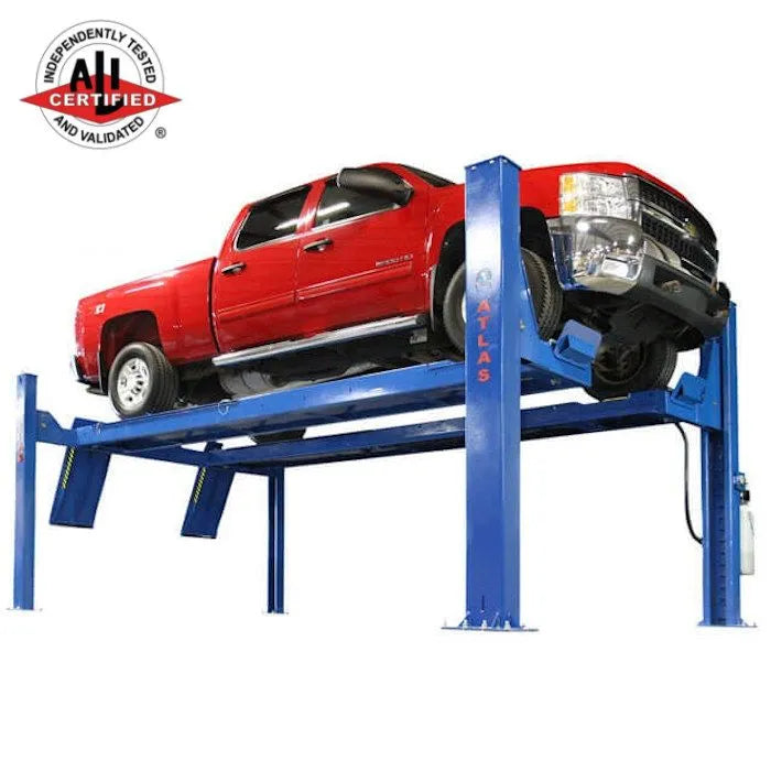 Atlas Platinum PVL14OF-EXT ALI Open Front Four Post Alignment Lift + RJ7 Rolling Jacks Combo