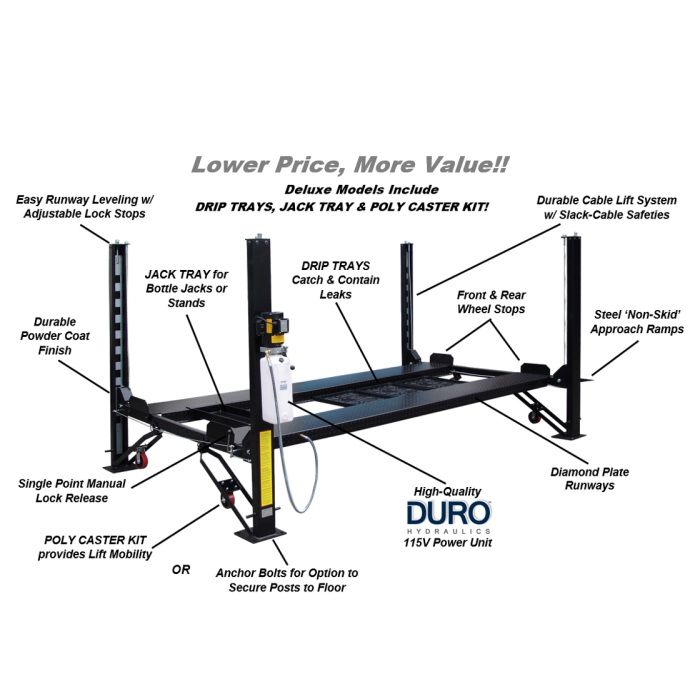 ASEplatinum WH8K-DX-XLT Extended Four Post Auto Lift