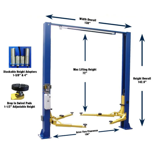 ASEplatinum WH9KACX Asymmetric Clear Floor Two Post Lift
