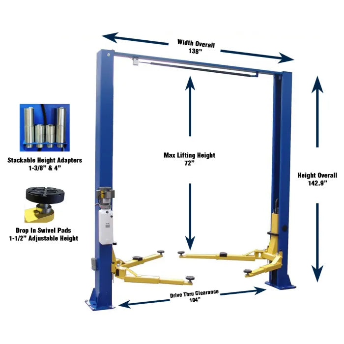 ASEplatinum WH9KSCX Symmetric Clear Floor Two Post Lift